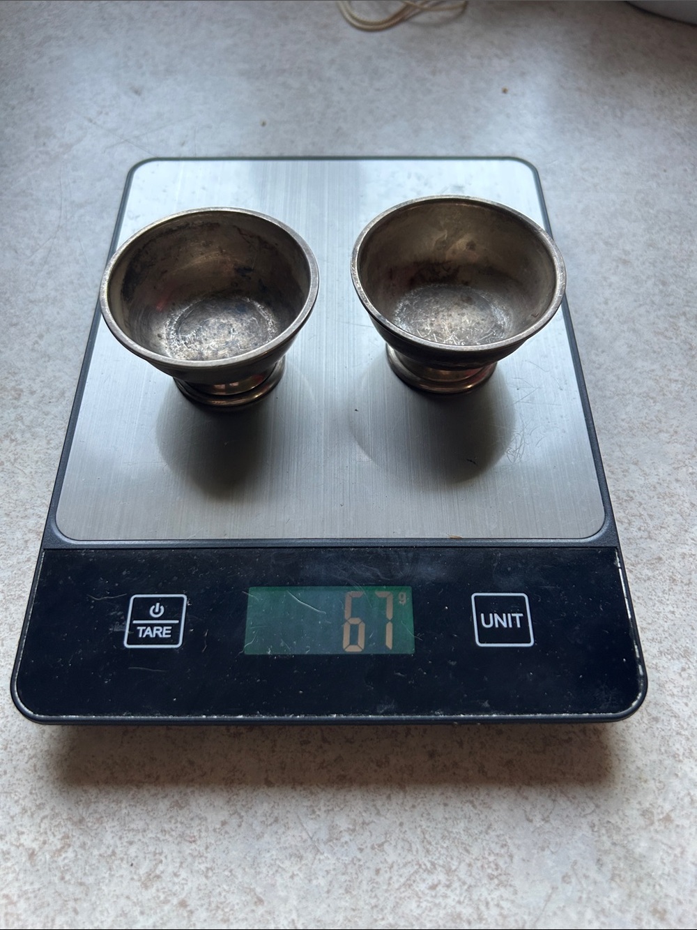 Vintage Pair of Small Sterling Silver Cups Cellars .925